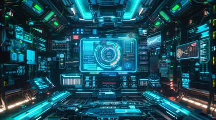 Modern digital operations center with global data