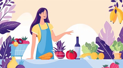 Design an eye-catching panorama of a Vegetarian Lifestyle