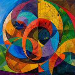Fototapeta premium Vivid abstract art with mathematical elements.