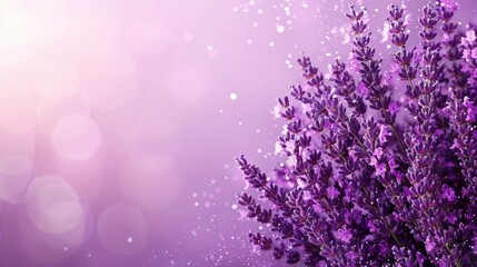  A close-up of lavender flowers against a purple backdrop with a beacon of light emerging from among the flowers' tops