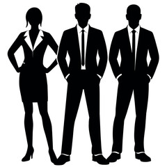 Business man standing with VIP pose vector silhouette
