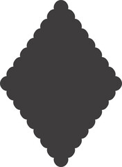 Scallop edge frame. Rhombus shape with lace pattern. Frill cute box. Geometric wavy sticker and squiggle vintage label