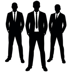 Business man standing with VIP pose vector silhouette