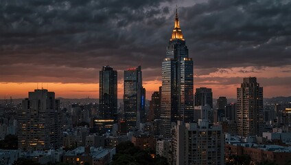 Naklejka premium hows a cityscape at night.