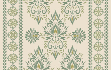 Abstract Traditional Scribble Style Hand Drawn Ikat Seamless Vector Pattern Trendy Fashion Colors Perfect for Allover Fabric Print or Wall Paper Damask Ethnic Concept Bright Orange White Tones