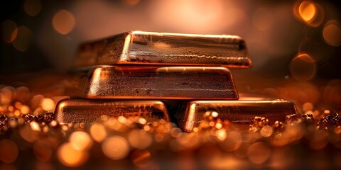 Global market outlook for copper bullion bars in the mining industry. Concept Copper Demand, Mining Industry Trends, Market Forecast, Bullion Bar Prices