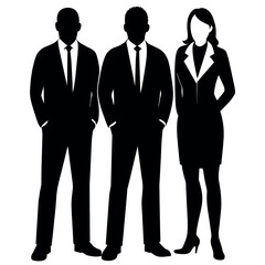 Business man standing with VIP pose vector silhouette