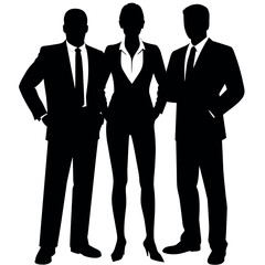 Business man standing with VIP pose vector silhouette