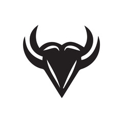 Vector Black outline bull head logo icon