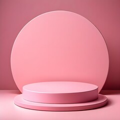 Minimal scene with Empty Podium and Pink background. Geometric and Pink hues Rendering. Trendy 3d render is suitable for social media banners, promotional Content, and cosmetic product display.