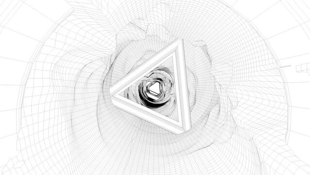 3d tunnel background bland wight-A camera inside a tunnel