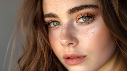 Teenage beauty with a confident gaze, showcasing professional make-up