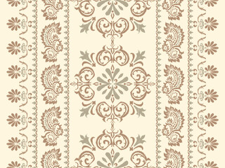 Abstract Traditional Scribble Style Hand Drawn Ikat Seamless Vector Pattern Trendy Fashion Colors Perfect for Allover Fabric Print or Wall Paper Damask Ethnic Concept Bright Orange White Tones