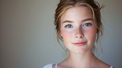 Naklejka premium A teenager’s confident look, enhanced by professional make-up artistry