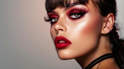 Fototapeta premium Glamour portrait of a model with stunning make-up and a bold attitude
