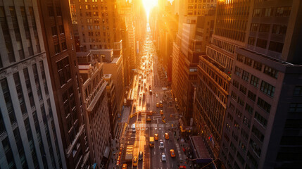 Top View of Skyscrapers in Golden Glow