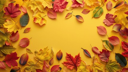 Applique of autumn leaves. Selective focus.