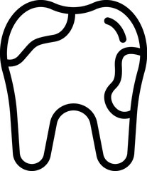 A simple linear black and white icon of a healthy human tooth