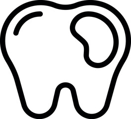 Minimalist black and white illustration of a tooth, perfect for dental care concepts