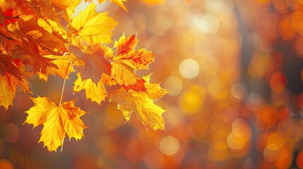 Fototapeta premium Tree branch with yellow leaves. Selective focus.