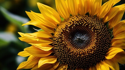 Fototapeta premium close-up of a sunflower with its intricate details 