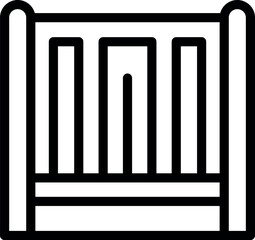 Black and white vector icon of a minimalist baby crib design