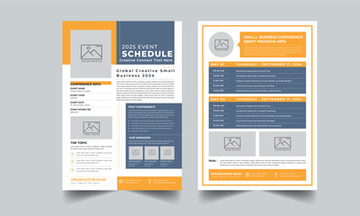 Event Schedule design template Layout with unique design 2 style concept page