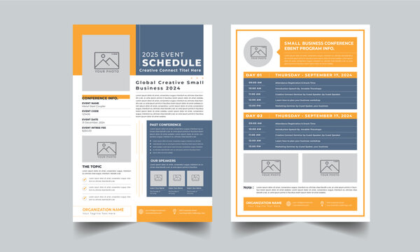 Event Schedule design template Layout with unique design 2 style concept page
