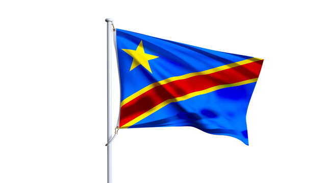Waving flag of democratic republic of the congo isolated on white background.