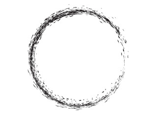 Grunge circle made of black paint using art brush.