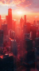 Obraz premium sunset city skyline