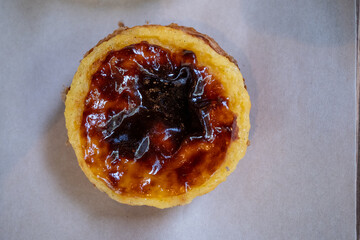 traditional portuguese dessert pastel da nata in close-up