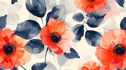 Watercolor colorful floral pattern