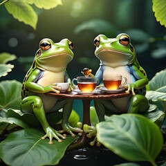 green frog on a leaf