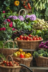 Farm vegetables and fruits at the market. Selective focus.