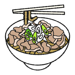肉そばの手描き風のアイコンイラスト