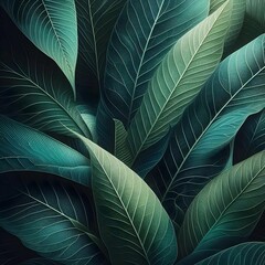 abstract green leaf texture, nature background, tropical leaf
