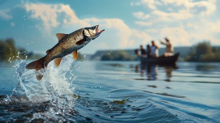 Obraz premium Fishermen catch fish while fishing. Selective focus.