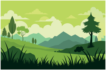 Fototapeta premium landscape with trees and mountains