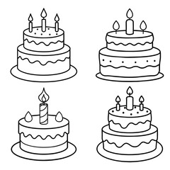 Birthday cake with candles isolated vector with cream decoration Dessert  with candles