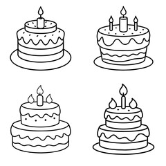 Birthday cake with candles isolated vector with cream decoration Dessert  with candles