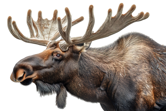 side view moose isolated on transparent background ,moose deer png ,generative ai