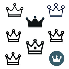 Silhouettes crowns icons set Illustration vector design collection crown 