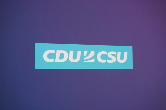 Logo der Bundestagsfraktion von CDU/CSU im Deutschen Bundestag in Berlin am 24.05.2024