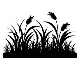  Black grass border silhouettes isolated 