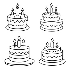 Birthday cake with candles isolated vector with cream decoration Dessert  with candles