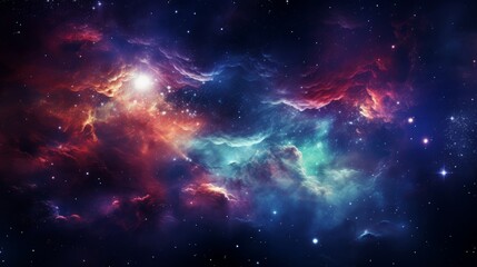 Colorful nebula in space and stars