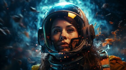 Astronaut in spacesuit with helmet, exploring the unknown depths of outer space.