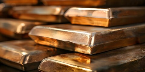 Copper bars background production prices global market mining investing in precious metals. Concept Copper Prices, Precious Metals Investing, Global Market Trends, Mining Industry