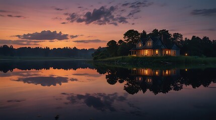 Obraz premium small island in the middle of a lake